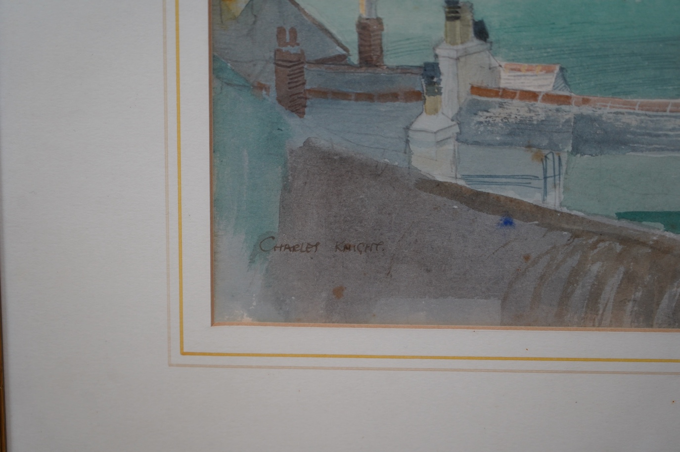 Charles Knight R.W.S., R.O.I (1901-1990), watercolour, Harbour view, 25.5 x 37cm. Condition - fair to good